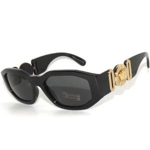 Authentic Versace Black Sunglasses with Gold Medusa Detail